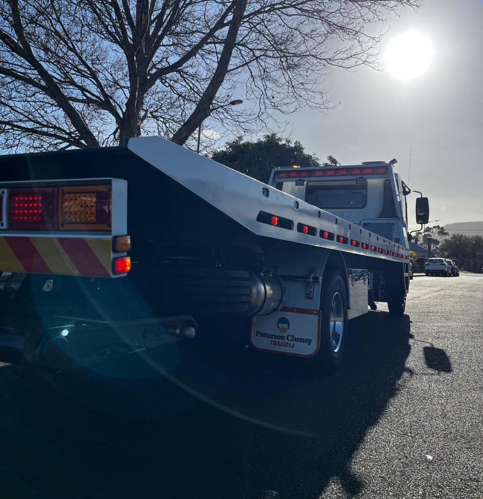 Big Boy Towing's truck view from the rear