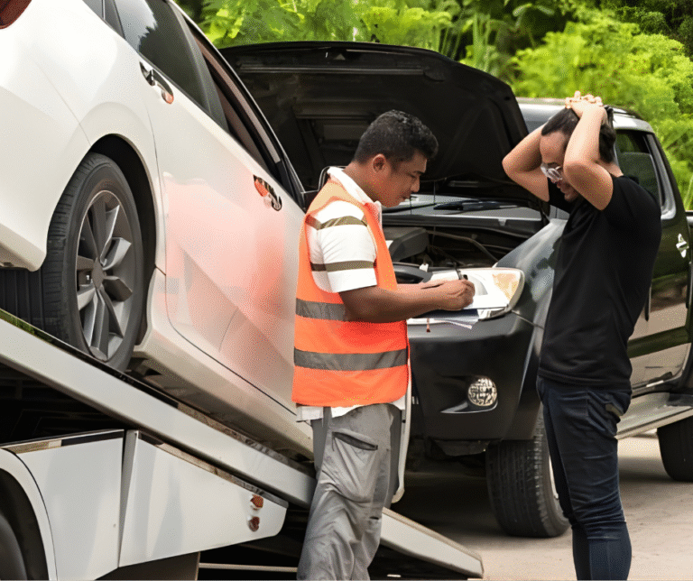 Scrap car removal Hobart truck collecting an unwanted vehicle for cash