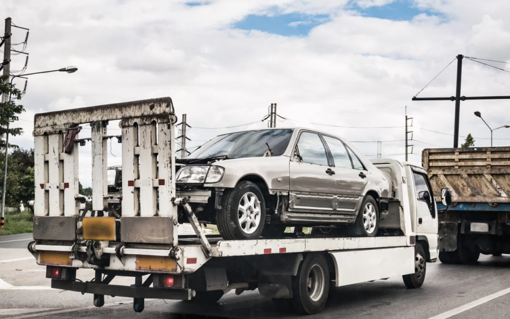 Car removal Launceston truck collecting a scrap vehicle for cash.